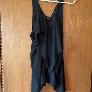 Black Peek-a-Boo Shoulder Ruffled Top